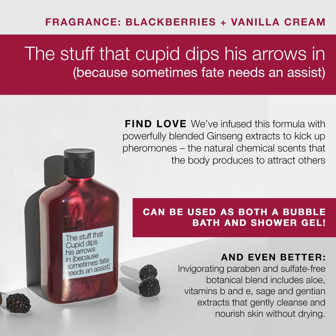 The stuff that Cupid dips his arrows in (because sometimes fate needs an assist). <b>bath/shower gel</b>