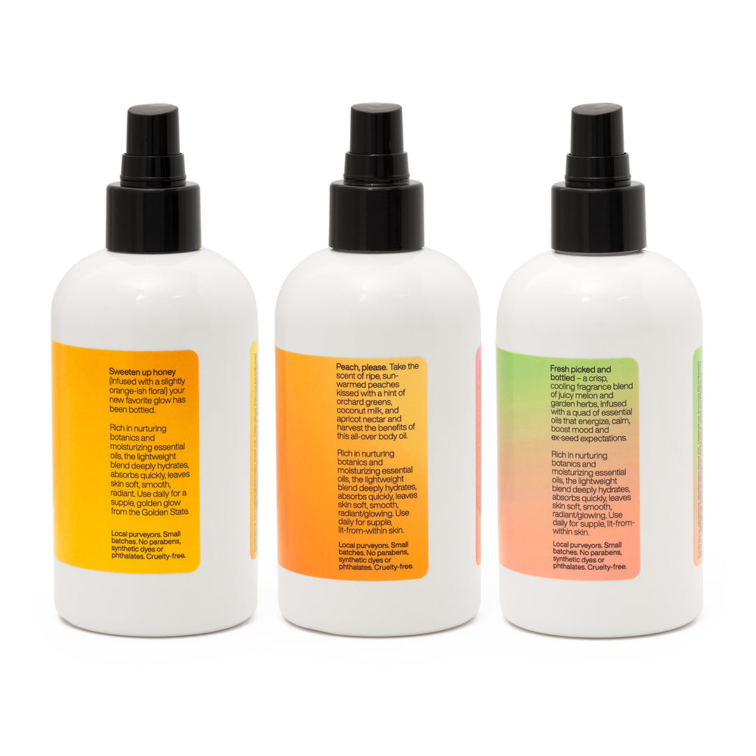 Farm to bottle body oil trio