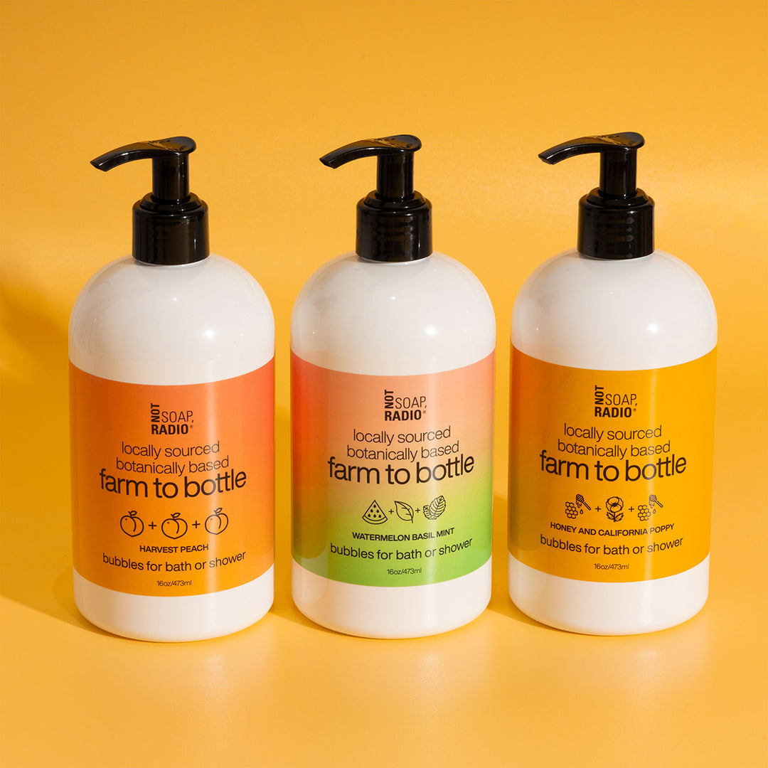 Farm to bottle bath/shower gel  trio