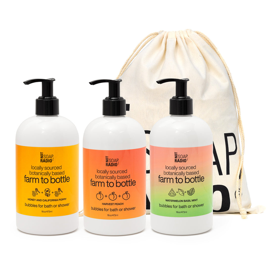 Farm to bottle bath/shower gel  trio