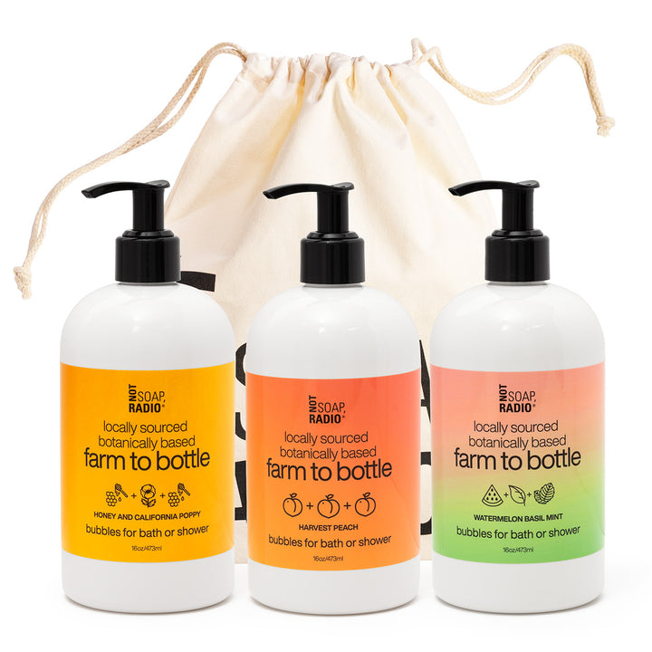 Farm to bottle bath/shower gel  trio
