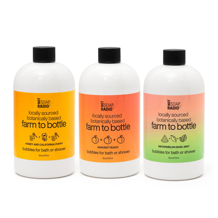 Farm to bottle bath/shower gel  trio