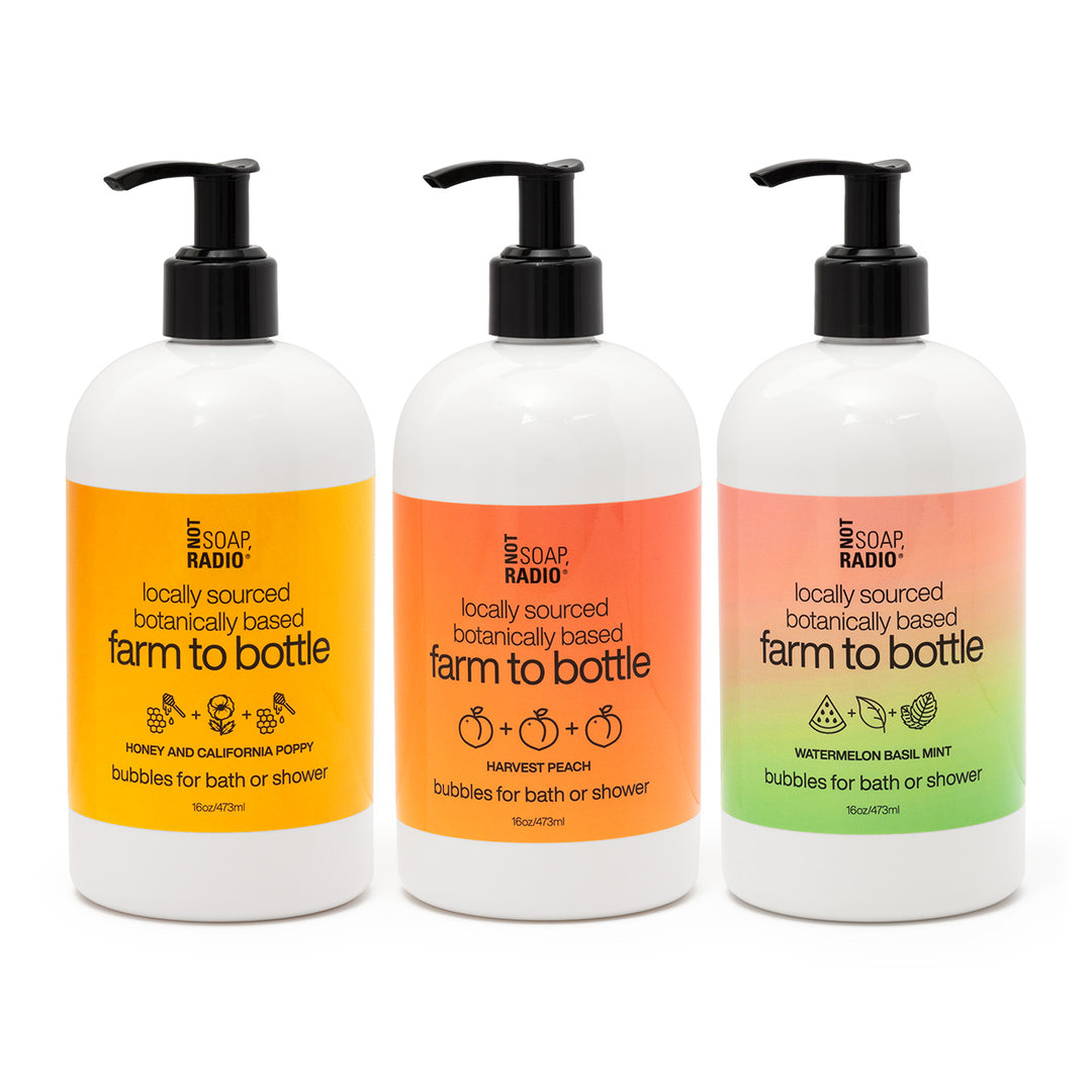 Farm to bottle bath/shower gel  trio