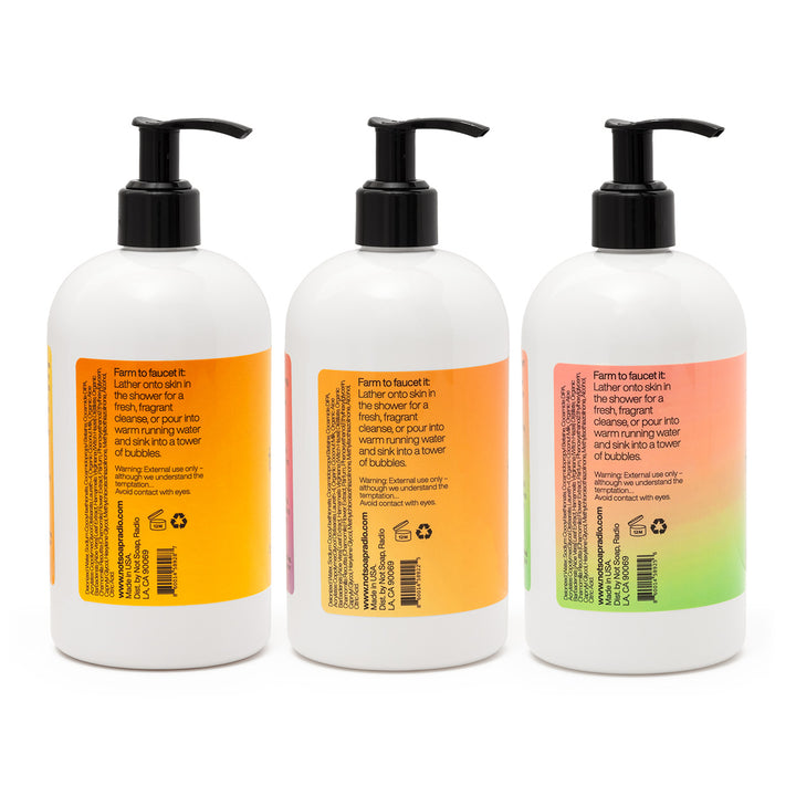 Farm to bottle bath/shower gel  trio