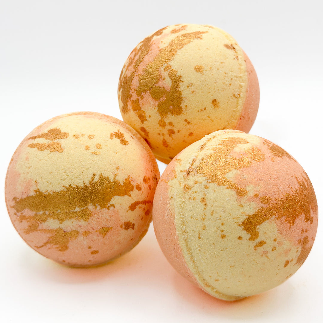 Farm to bottle honey and california poppy bath bomb