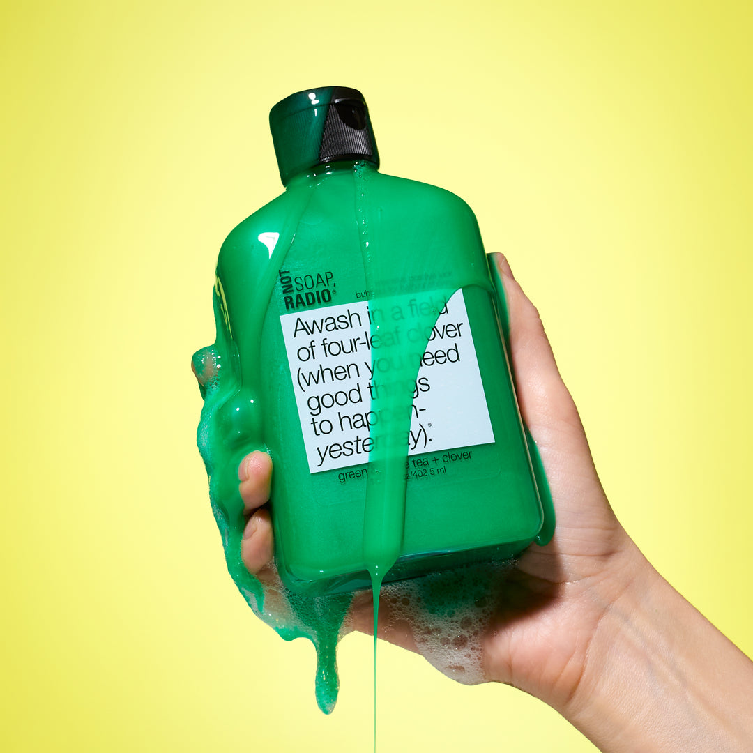 Awash in a field of four-leaf clover (when you need good things to happen- yesterday). <b>bath/shower gel</b>