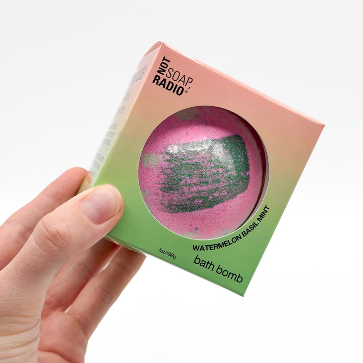 Farm to bottle watermelon basil mint bath bomb