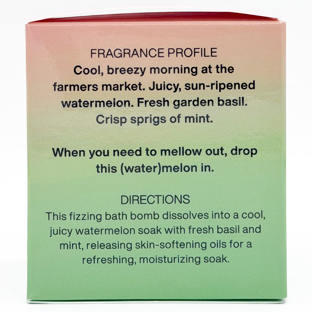 Farm to bottle watermelon basil mint bath bomb