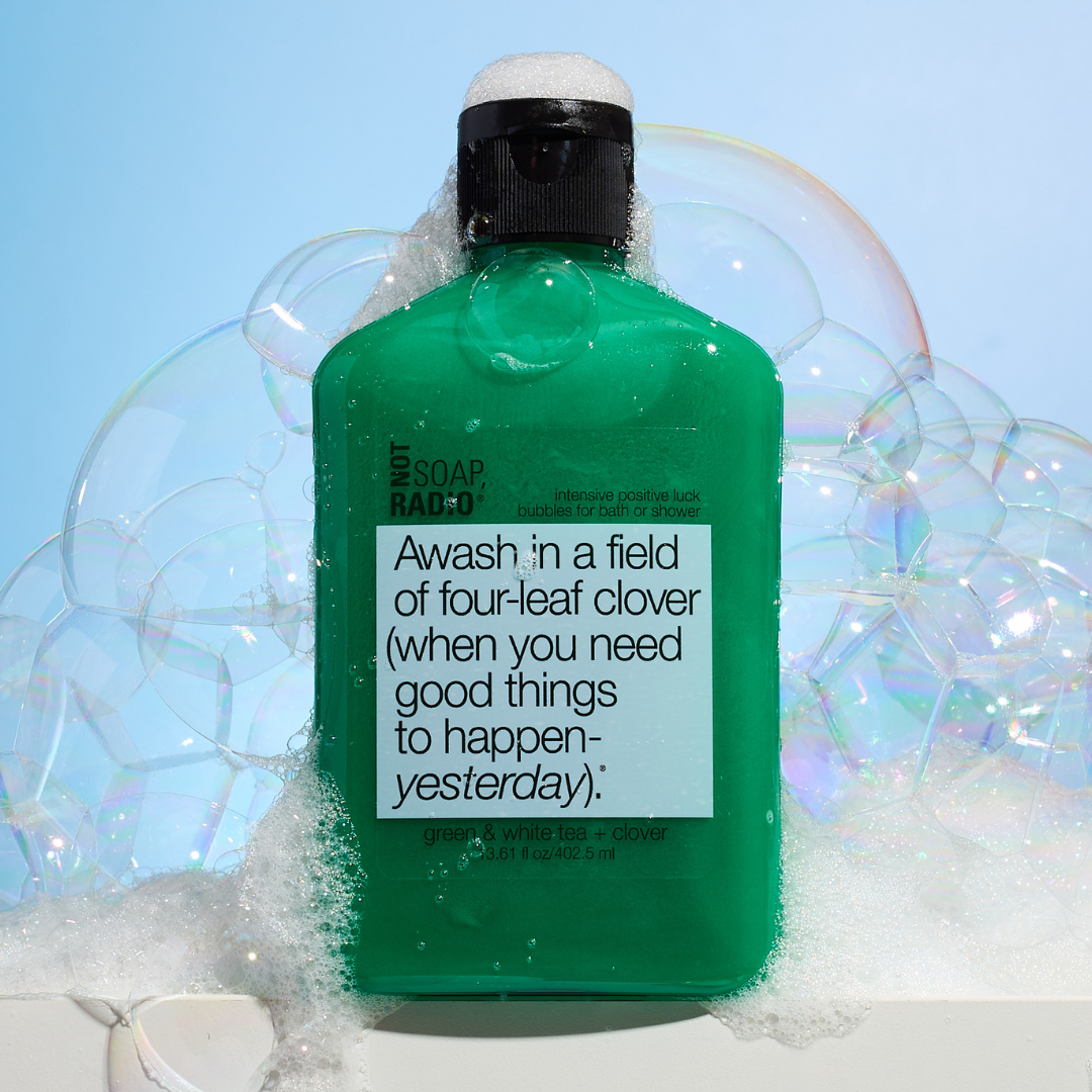 Awash in a field of four-leaf clover (when you need good things to happen- yesterday). <b>bath/shower gel</b>