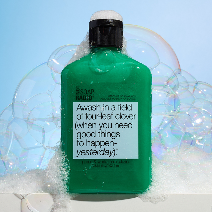 Awash in a field of four-leaf clover (when you need good things to happen- yesterday). <b>bath/shower gel</b>