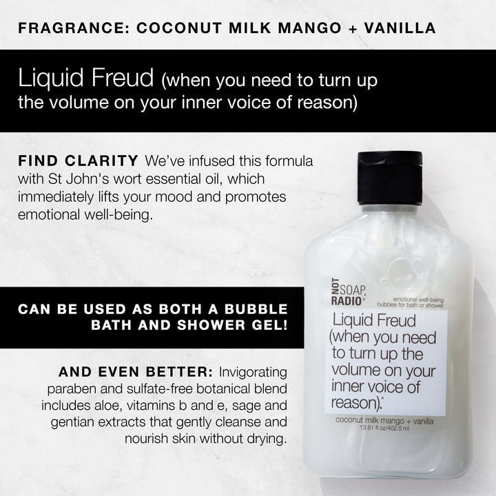 Liquid Freud (when you need to turn up the volume on your inner voice of reason). <b>bath/shower gel</b>