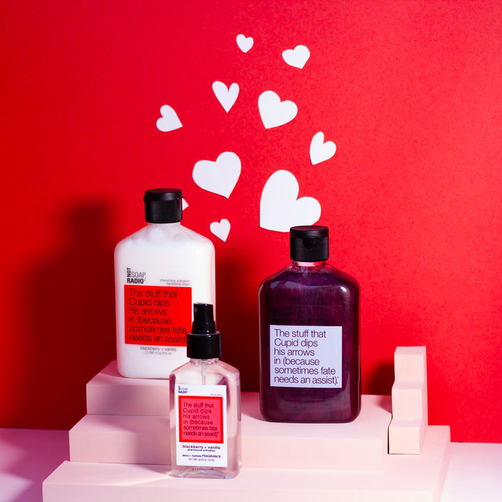 Hero bundle / gift set: detox + hydrate fragrance, bath/shower gel, hand/body lotion in The stuff that Cupid dips his arrows in…