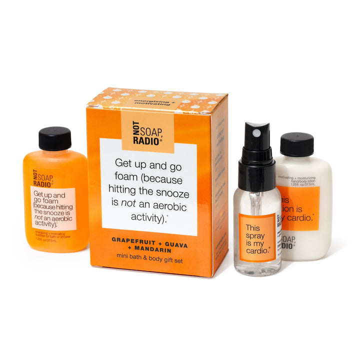 Get up and go foam MINI bath and body gift set