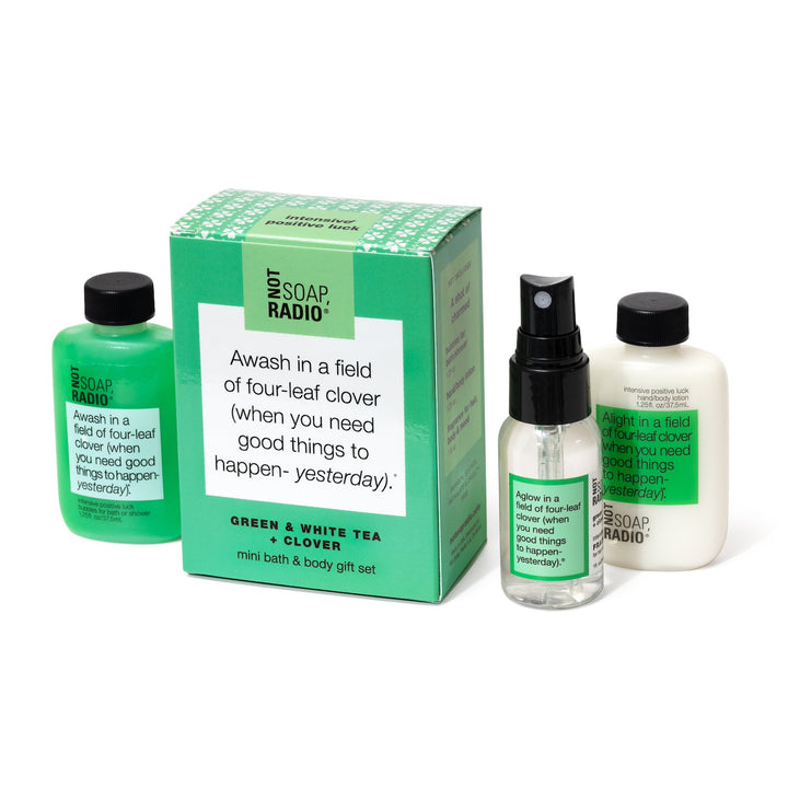 Awash in a field of four-leaf clover MINI bath and body gift set