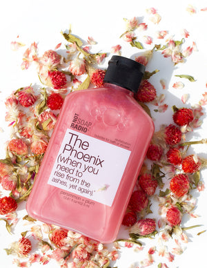 The Phoenix Not Soap radio - persimmon plum scented body wash, pink floral bath body products
