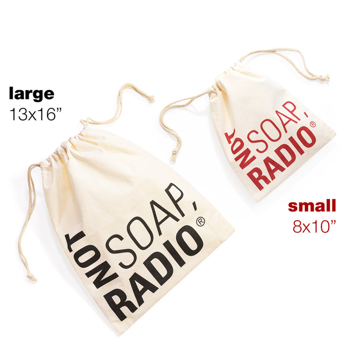 Sustainable gift wrapping - Not Soap, Radio logo-ed gift bags