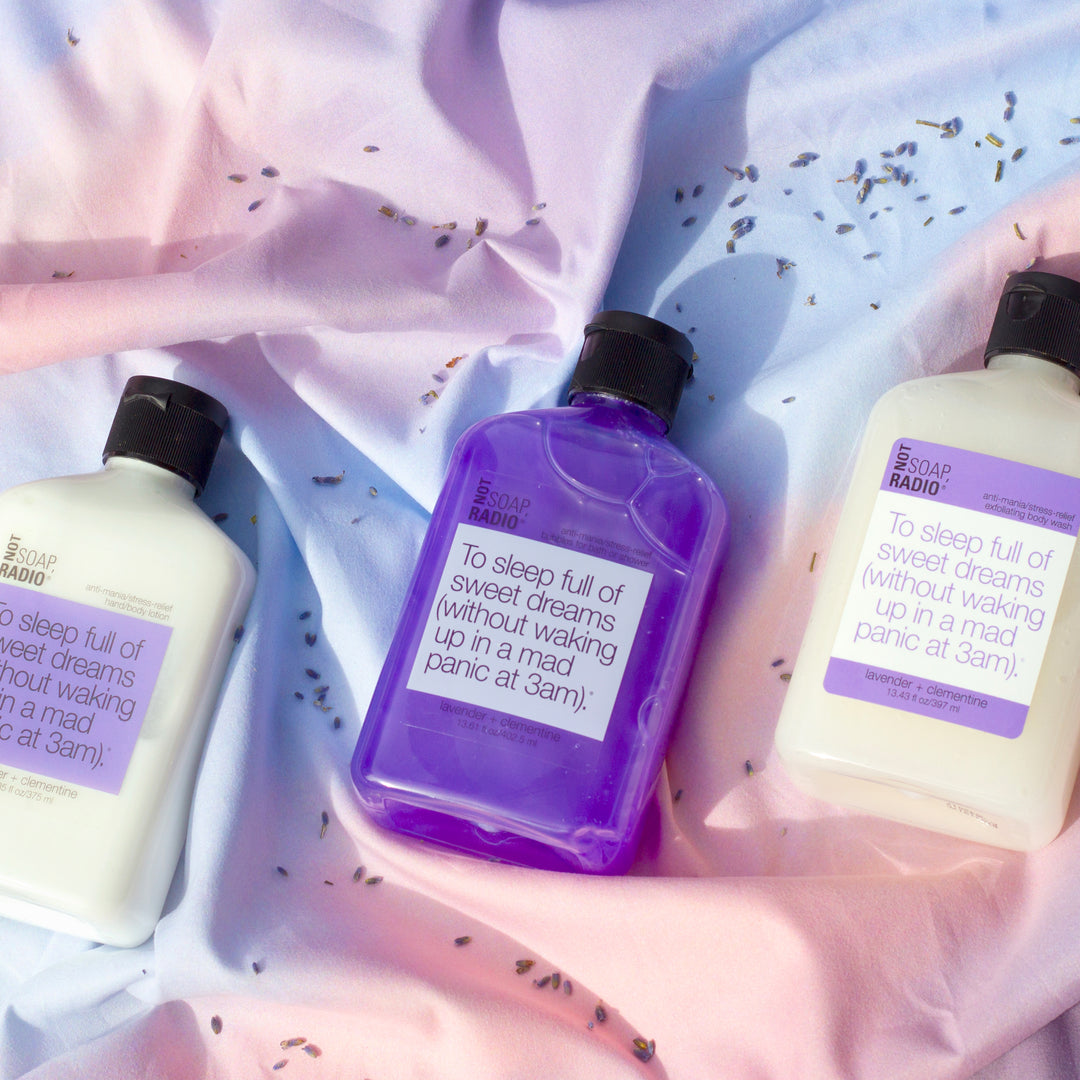 Trio: To sleep full of dreams: bubbles for bath/shower, hand/body lotion and exfoliating body wash