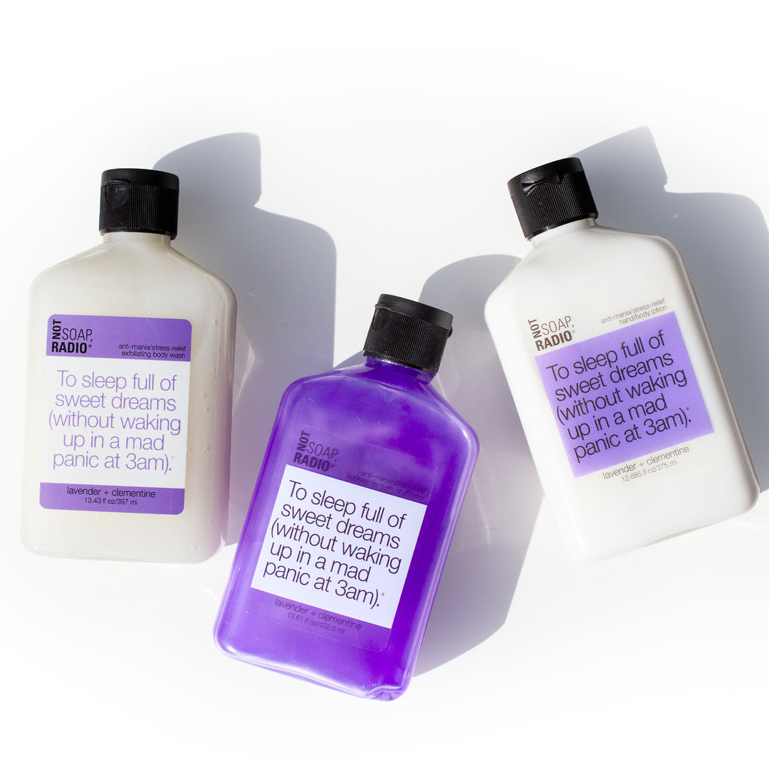 Trio: To sleep full of dreams: bubbles for bath/shower, hand/body lotion and exfoliating body wash