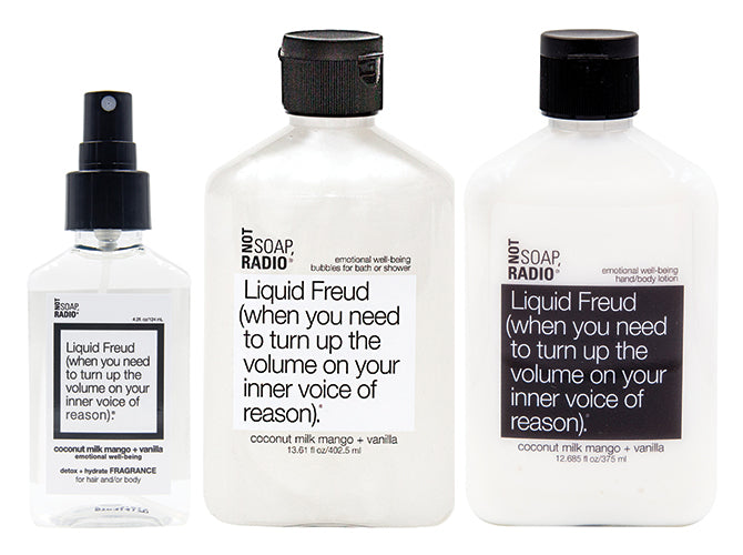 Hero bundle / gift set: detox + hydrate fragrance, bath/shower gel, hand/body lotion in Liquid Freud… - Not Soap Radio Hero bundle