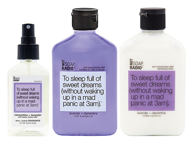 Hero bundle / gift set: detox + hydrate fragrance, bath/shower gel, hand/body lotion in To sleep full of sweet dreams… - Not Soap Radio Hero bundle