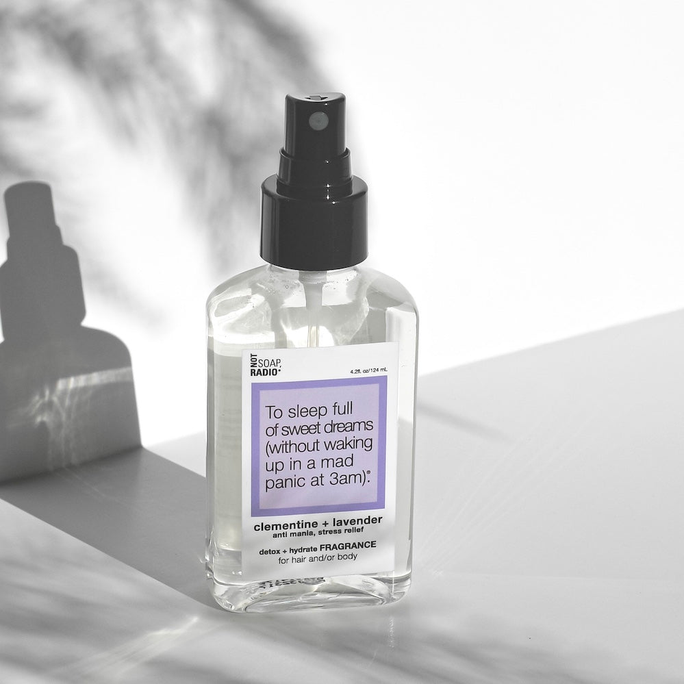 To sleep full of sweet dreams Lavender & Clementine Body Spray is sure to calm your nerves and promote relaxation. This aromatherapy fragrance naturally helps relieve anxiety and insomnia, and makes a great linen bed spray to promote good sleep. This funny and unique natural fragrance spray makes a great gift for her.