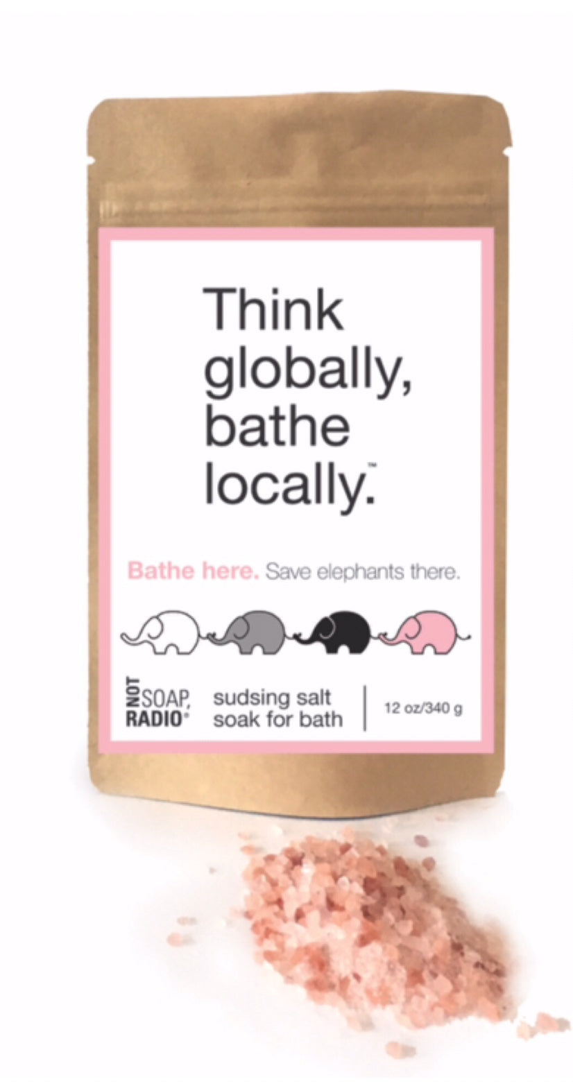 Think globally, bathe locally effervescent foaming salt soak - Not Soap Radio Bath/Shower gel